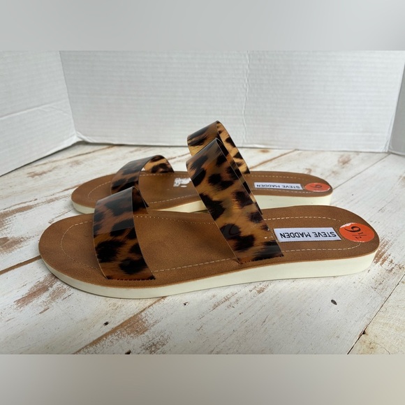 STEVE MADDEN leopard print slide sandals 9.5 chic cute summer animal print EUC - Picture 14 of 15